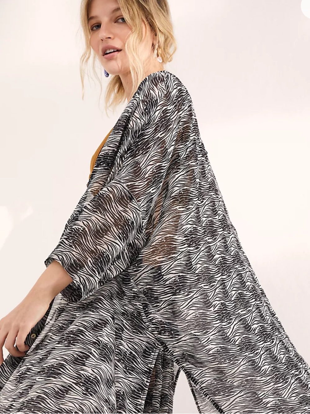 Free People More Chill Sleep Shirt Zebra Print Button Up